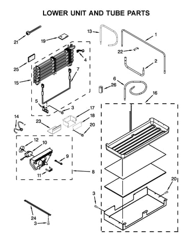 Lower unit and tube parts