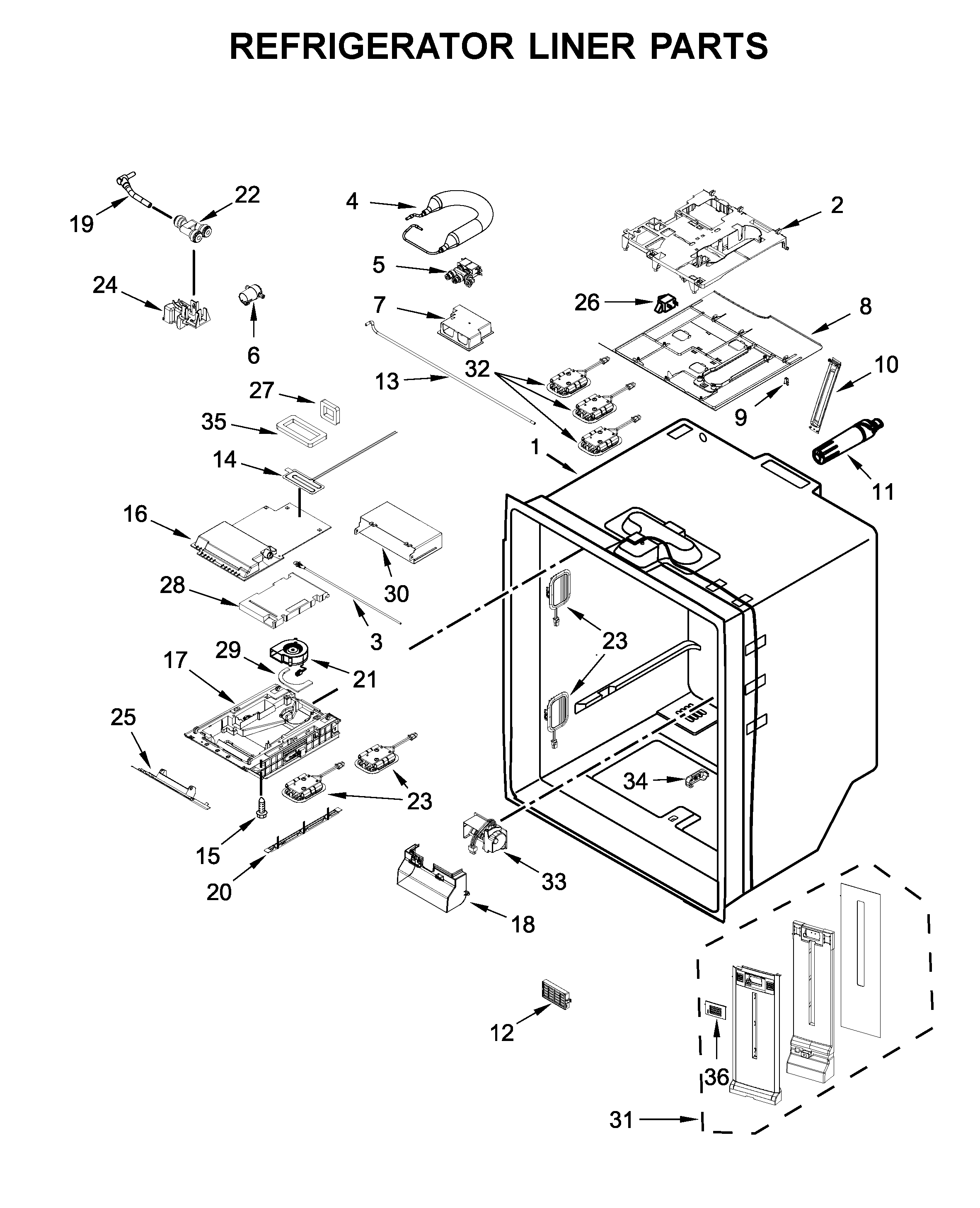 Refrigerator liner parts