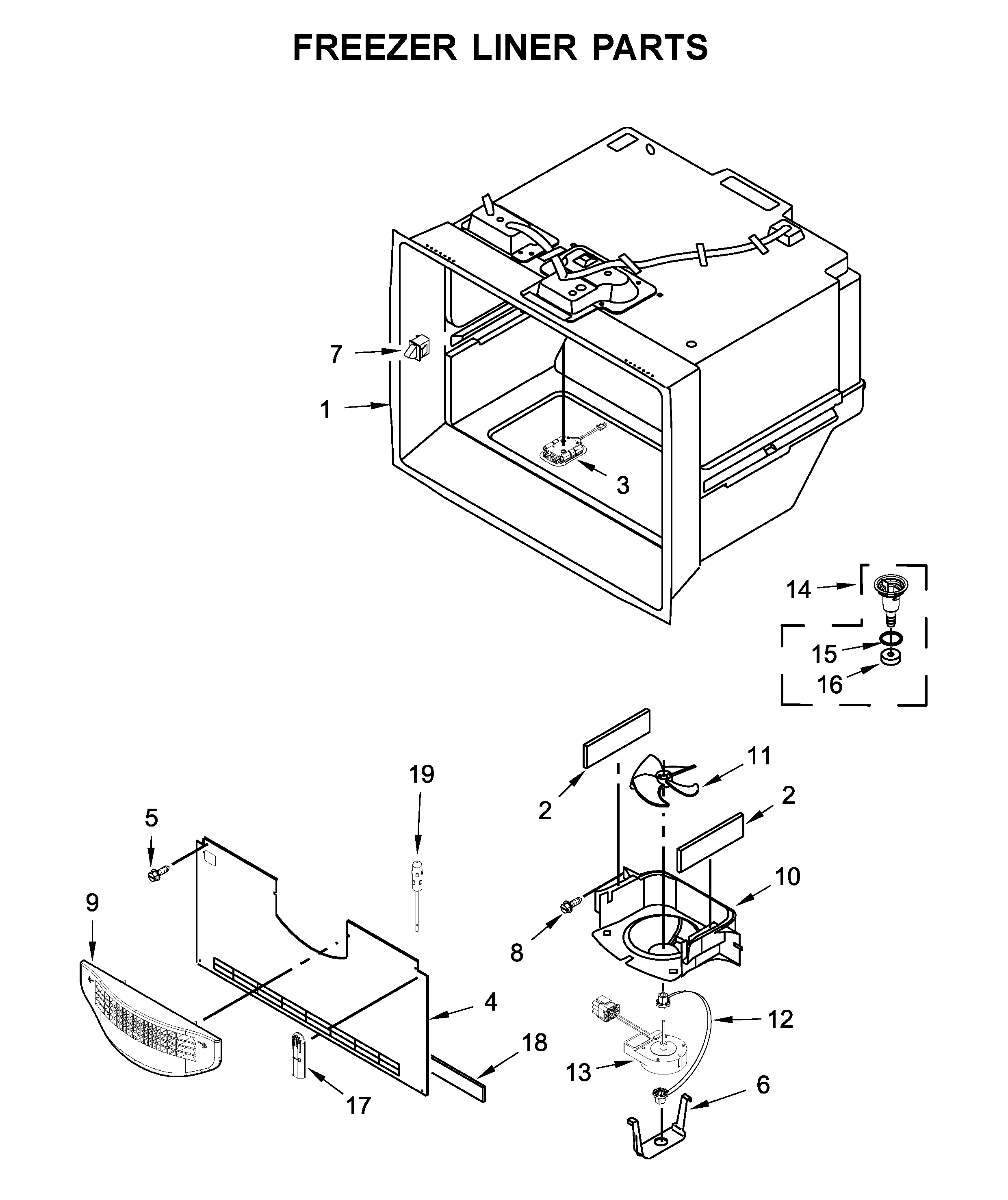Freezer liner parts