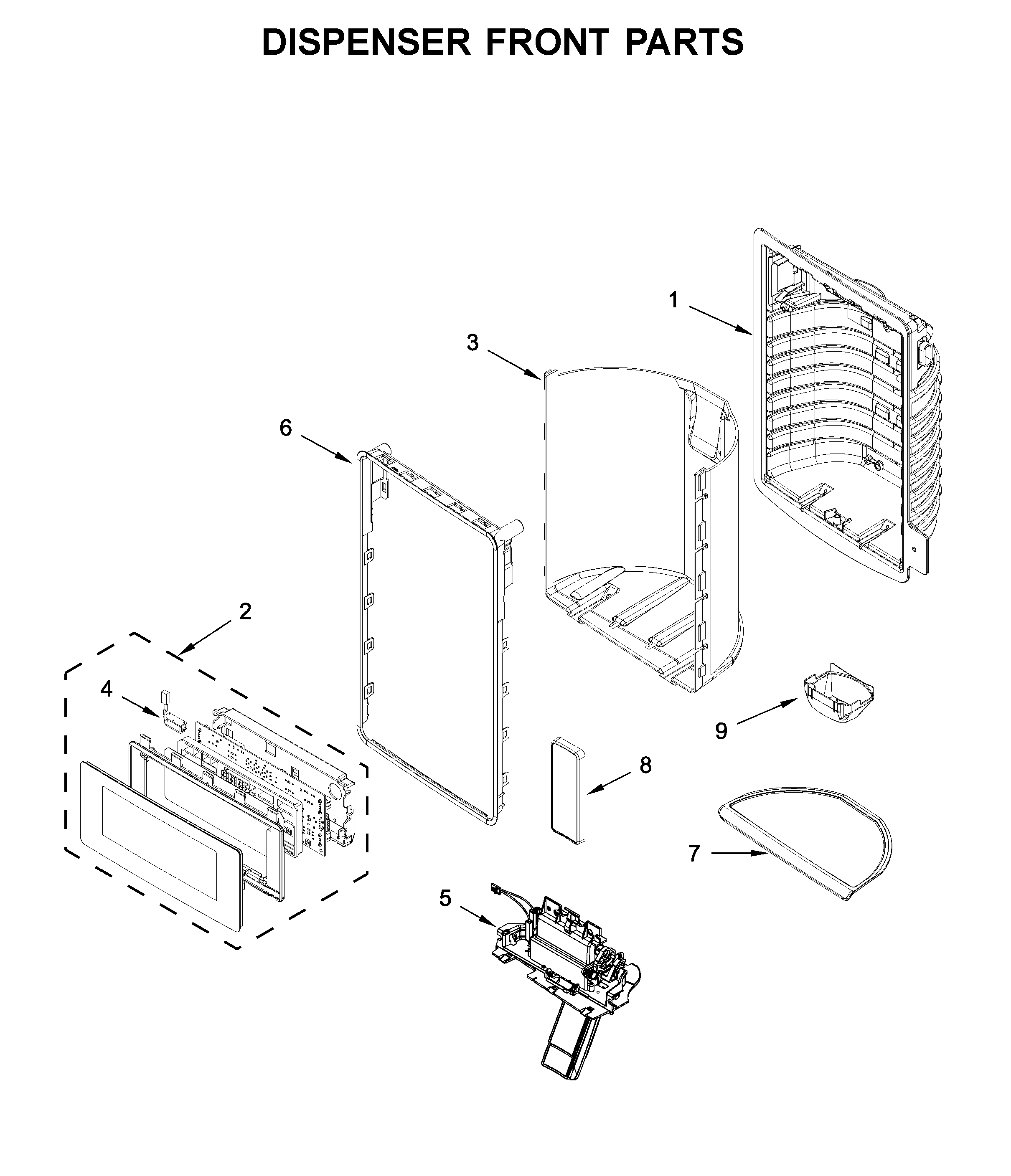 Dispenser front parts