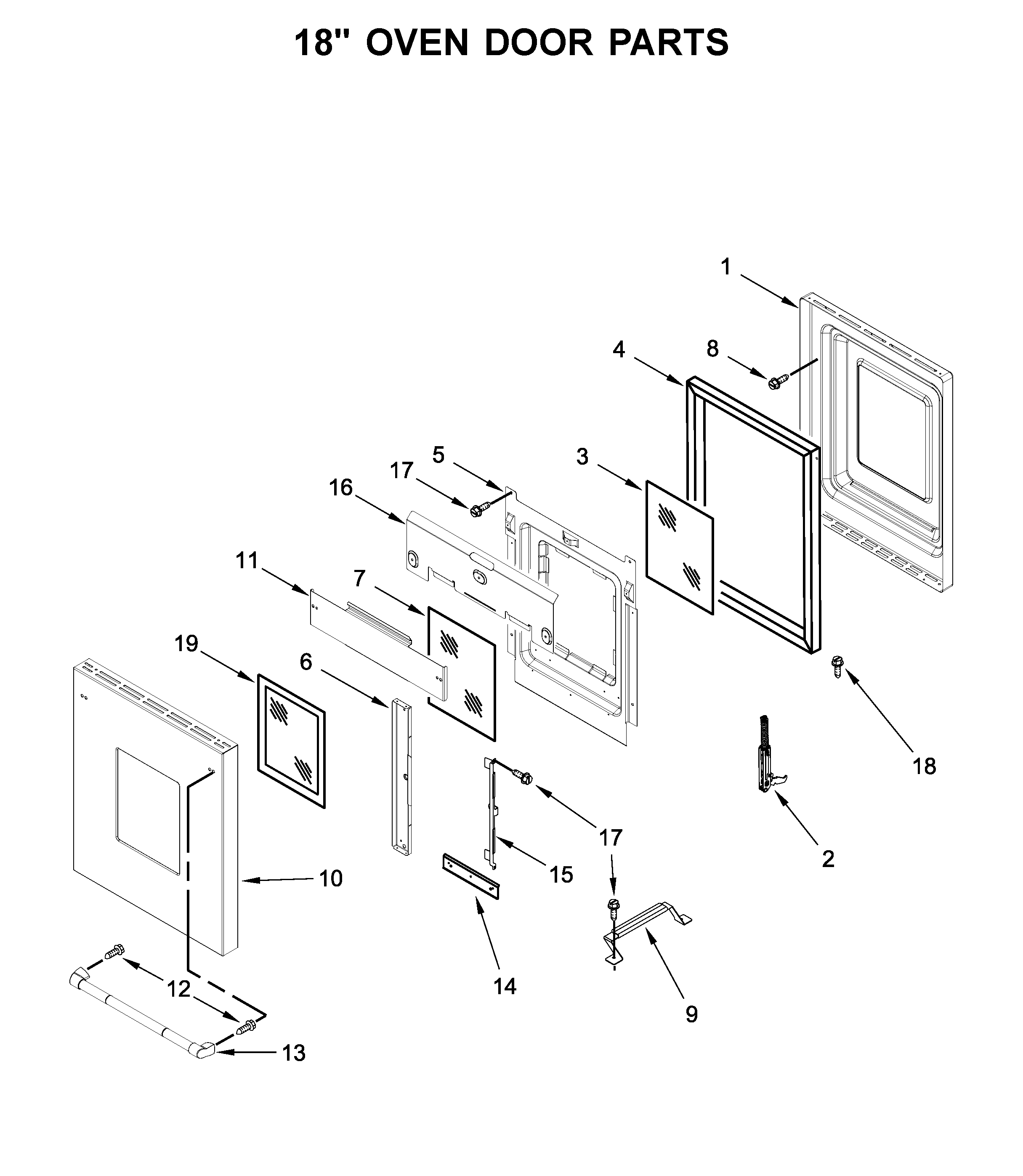 18" OVEN DOOR PARTS