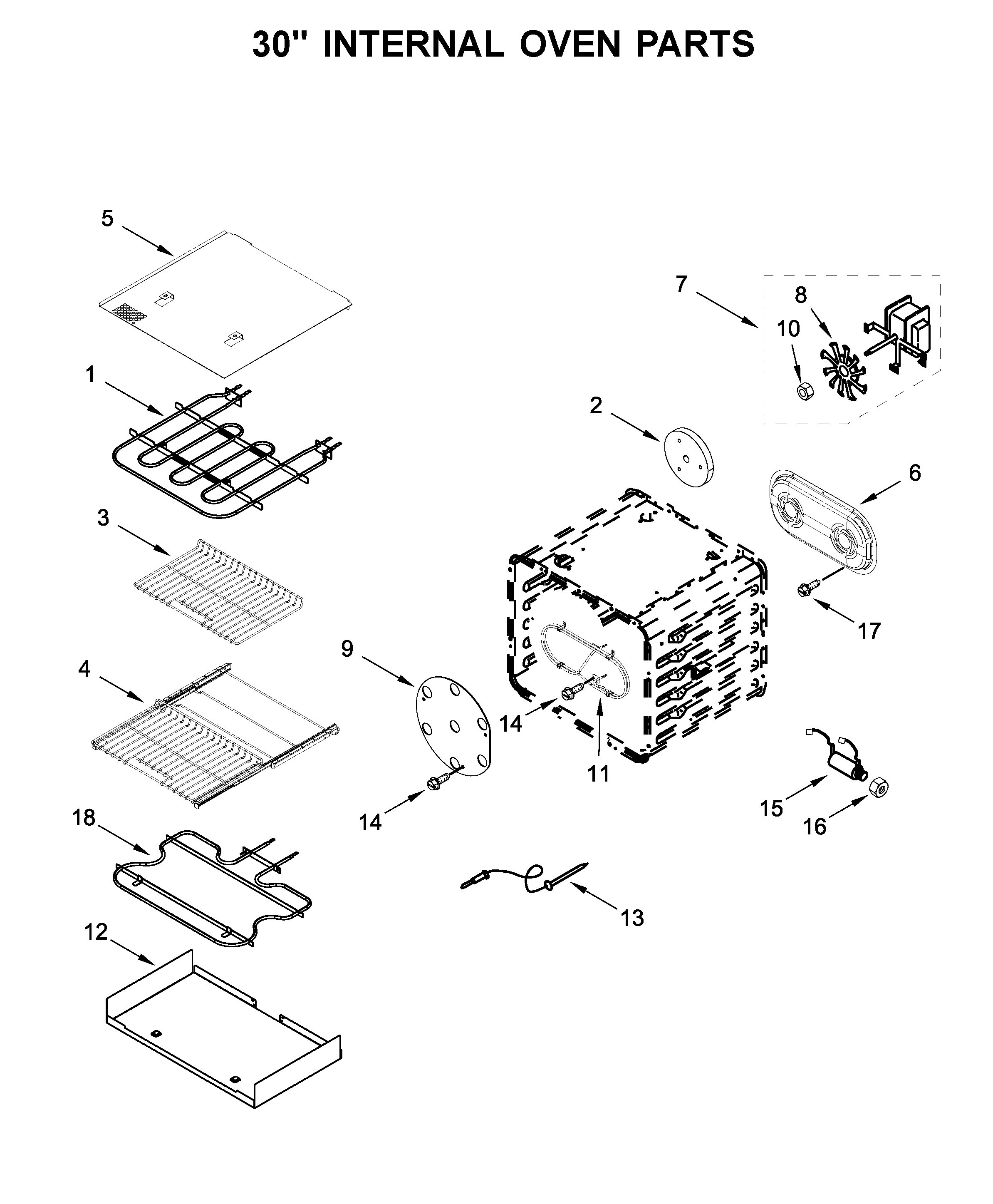 30" internal oven parts