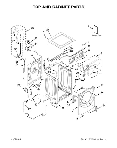 Top and cabinet parts