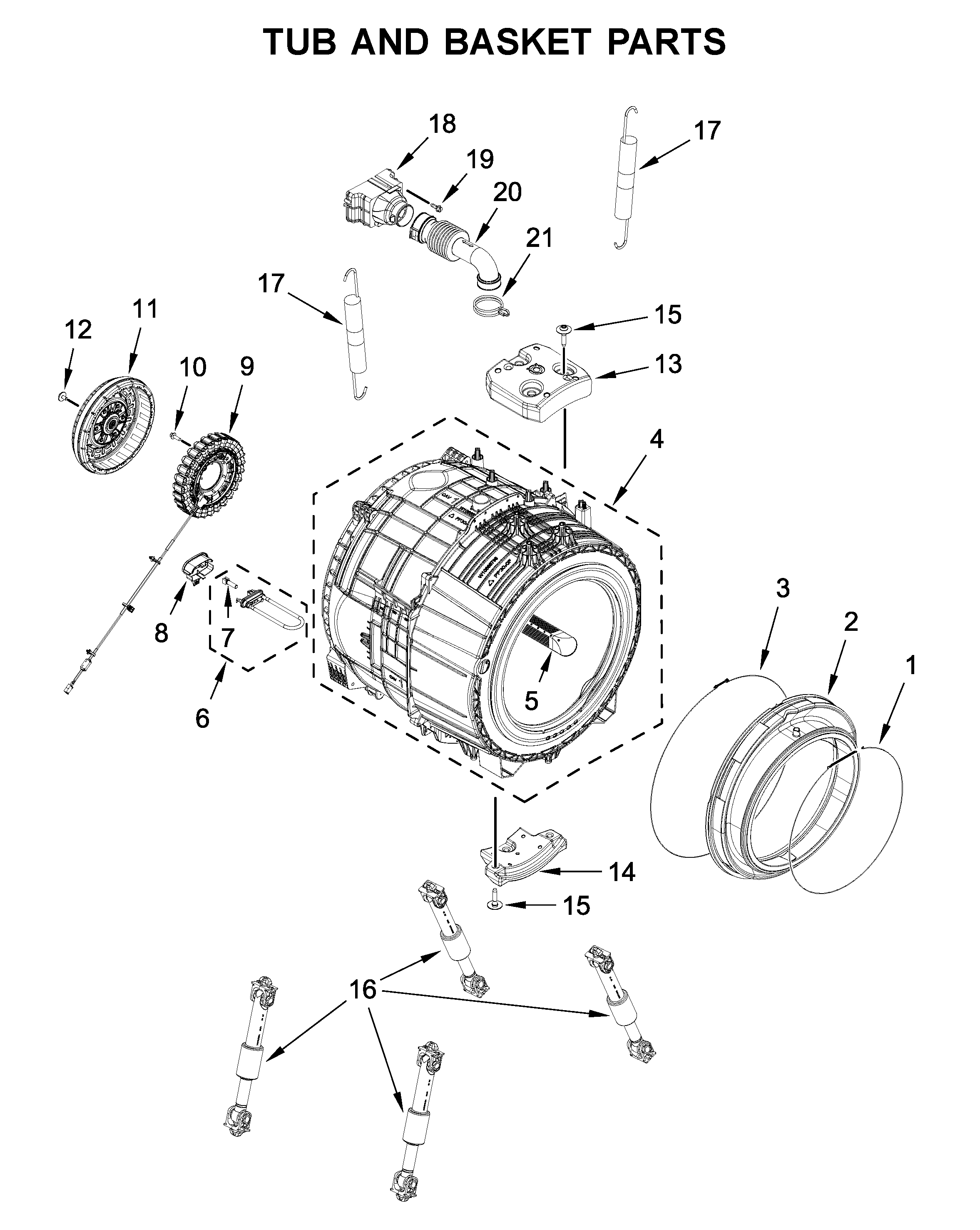 Tub and basket parts