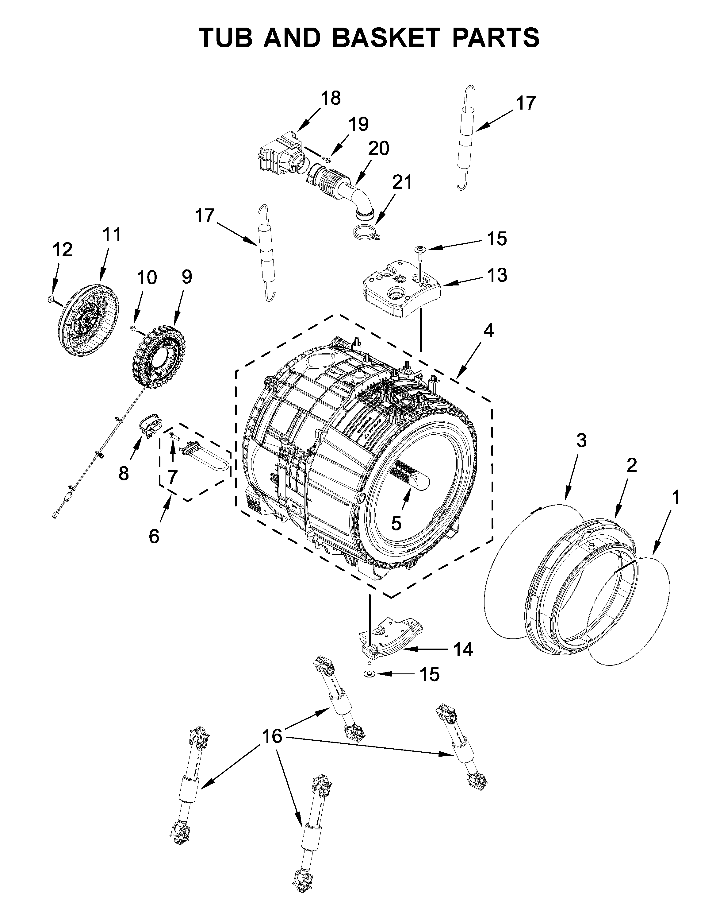 Tub and basket parts