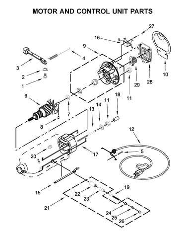 Motor and control unit parts