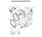 Maytag MLE22PDAGW0 bulkhead and blower parts diagram