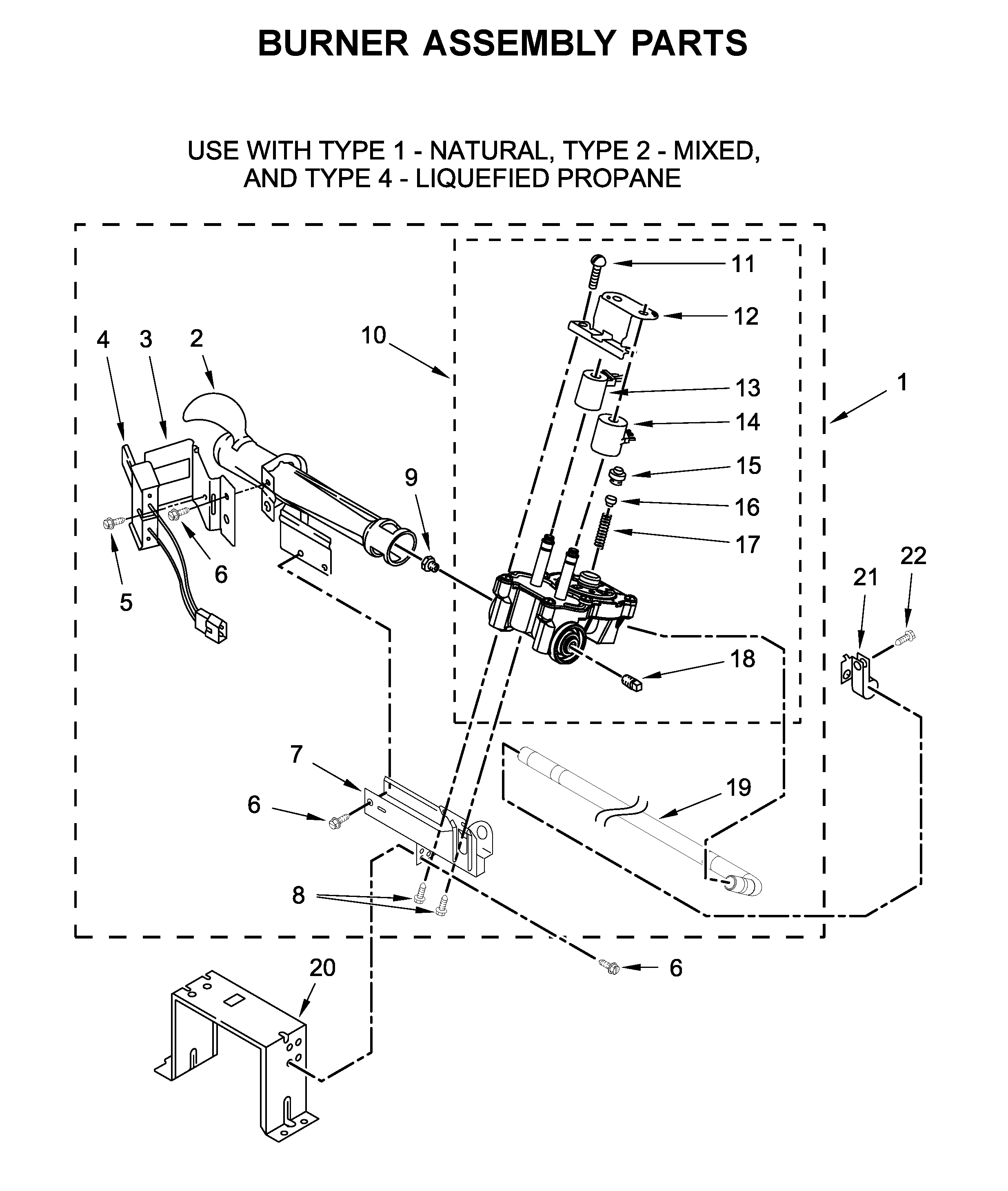Burner assembly parts