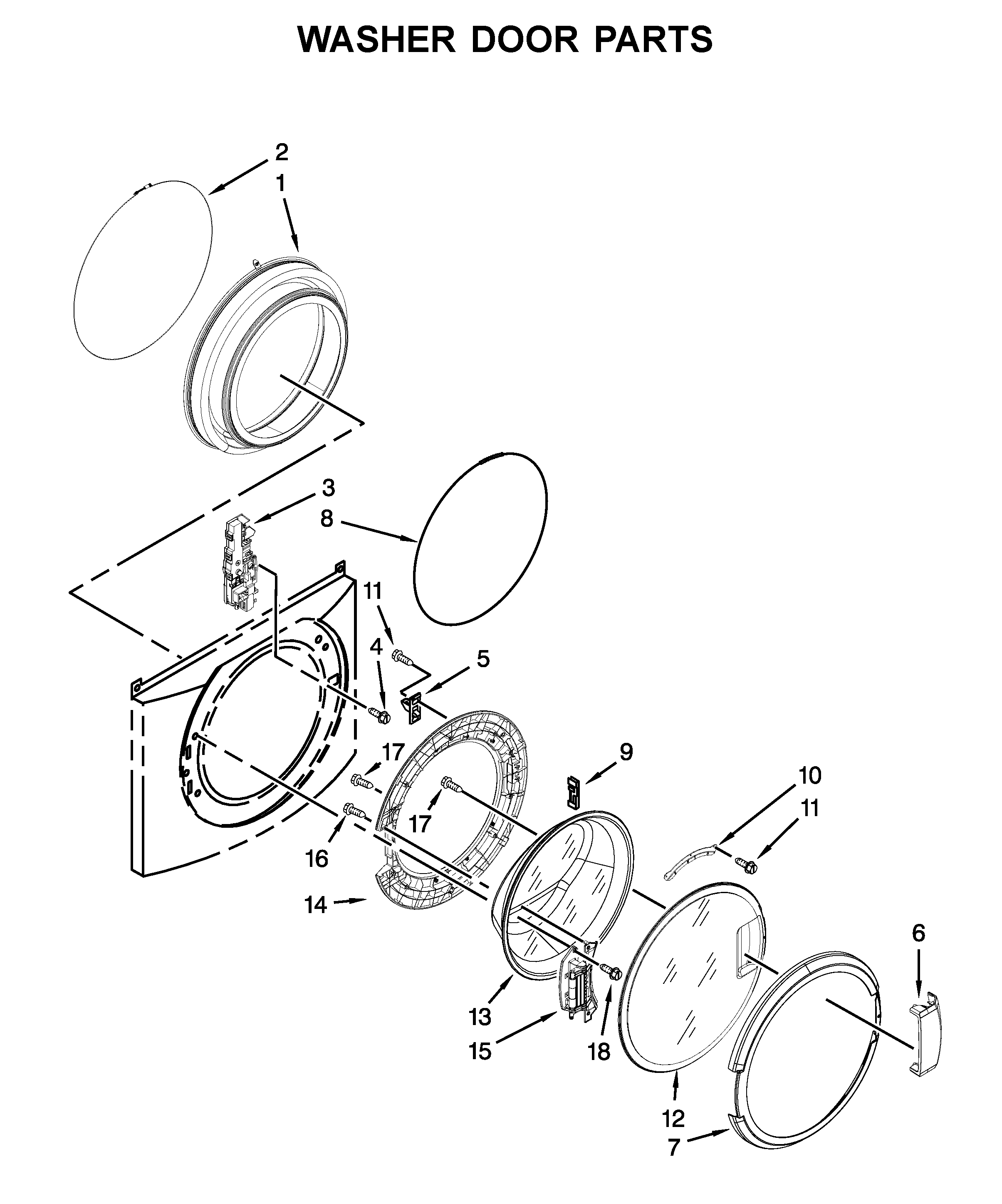 Washer door parts