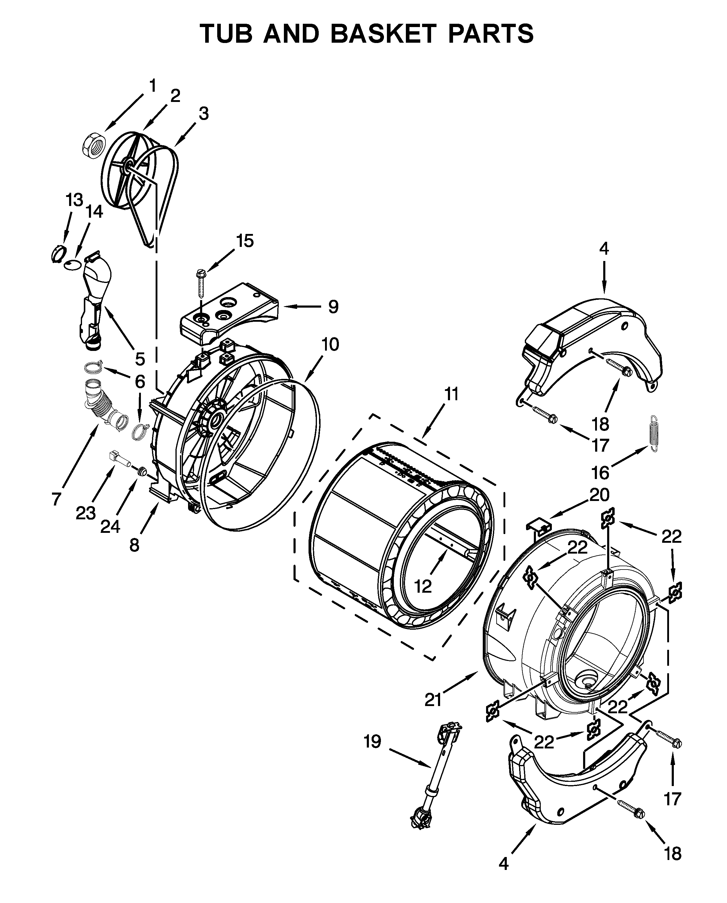 Tub and basket parts