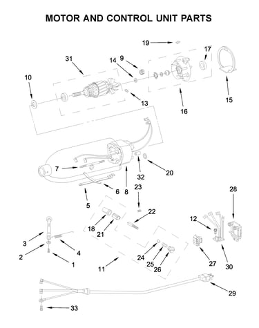 Motor and control unit parts