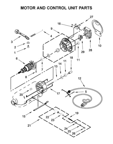 Motor and control unit parts