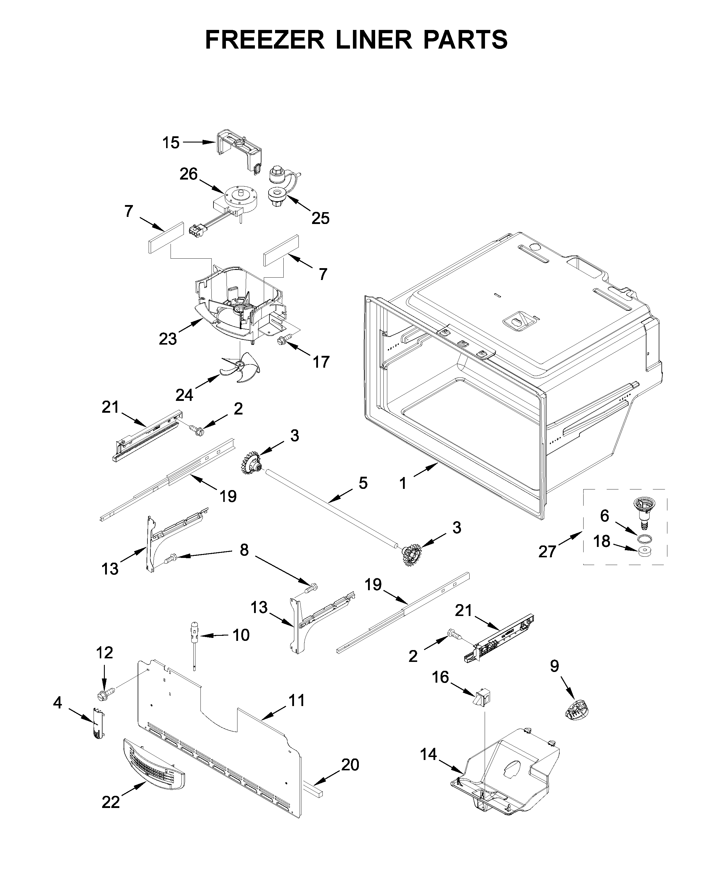 Freezer liner parts