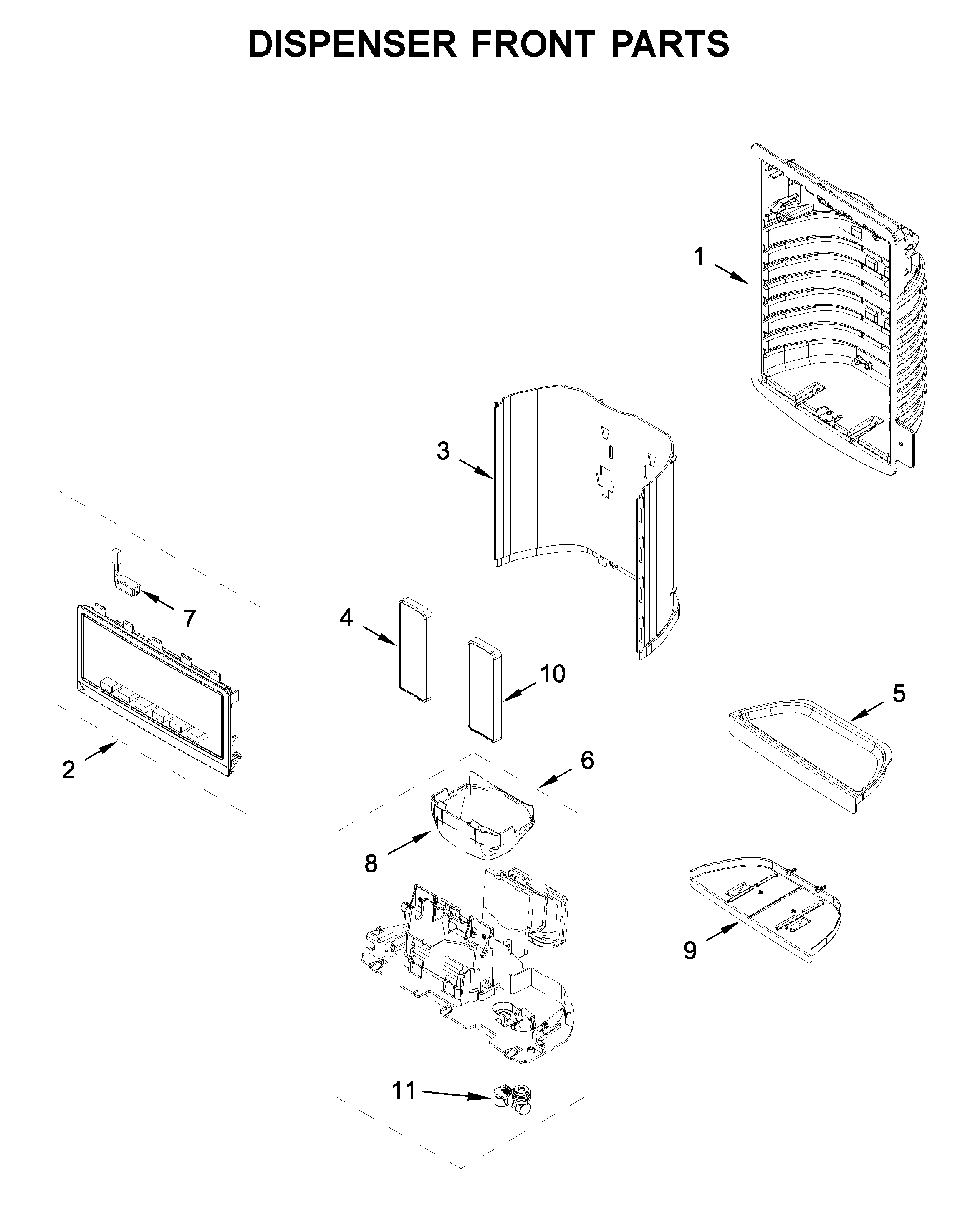 Dispenser front parts