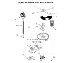 KitchenAid KDFE104HWH0 pump, washarm and motor parts diagram