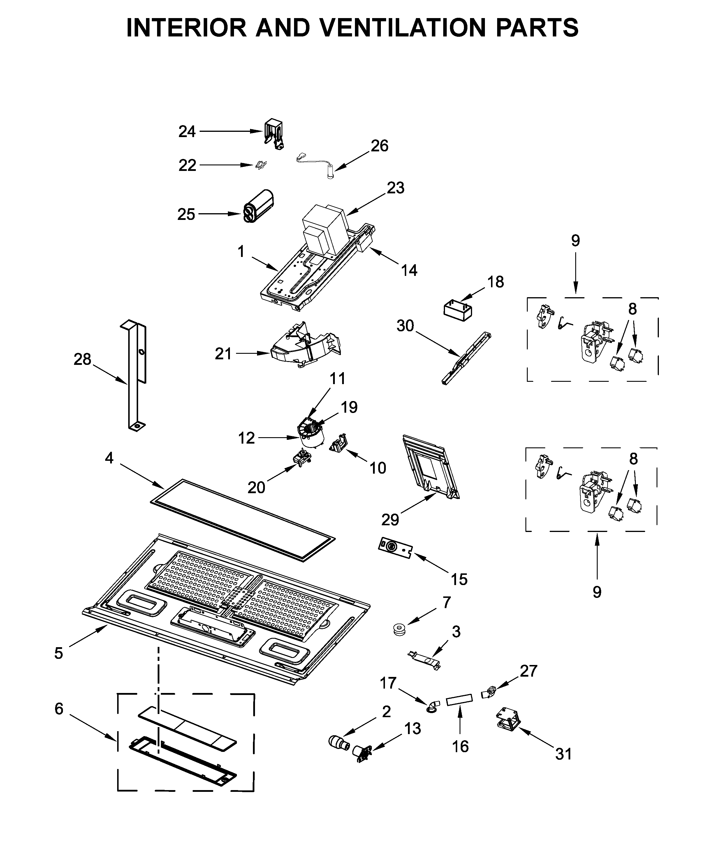 Interior and ventilation parts