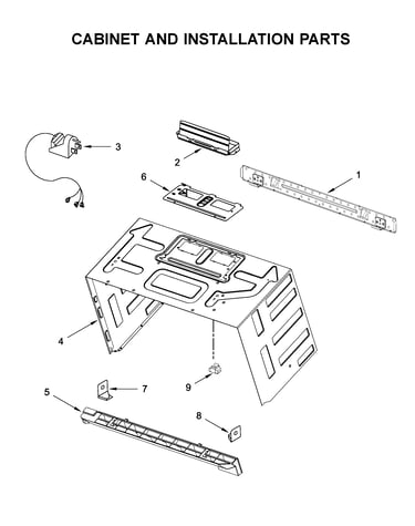 Cabinet and installation parts