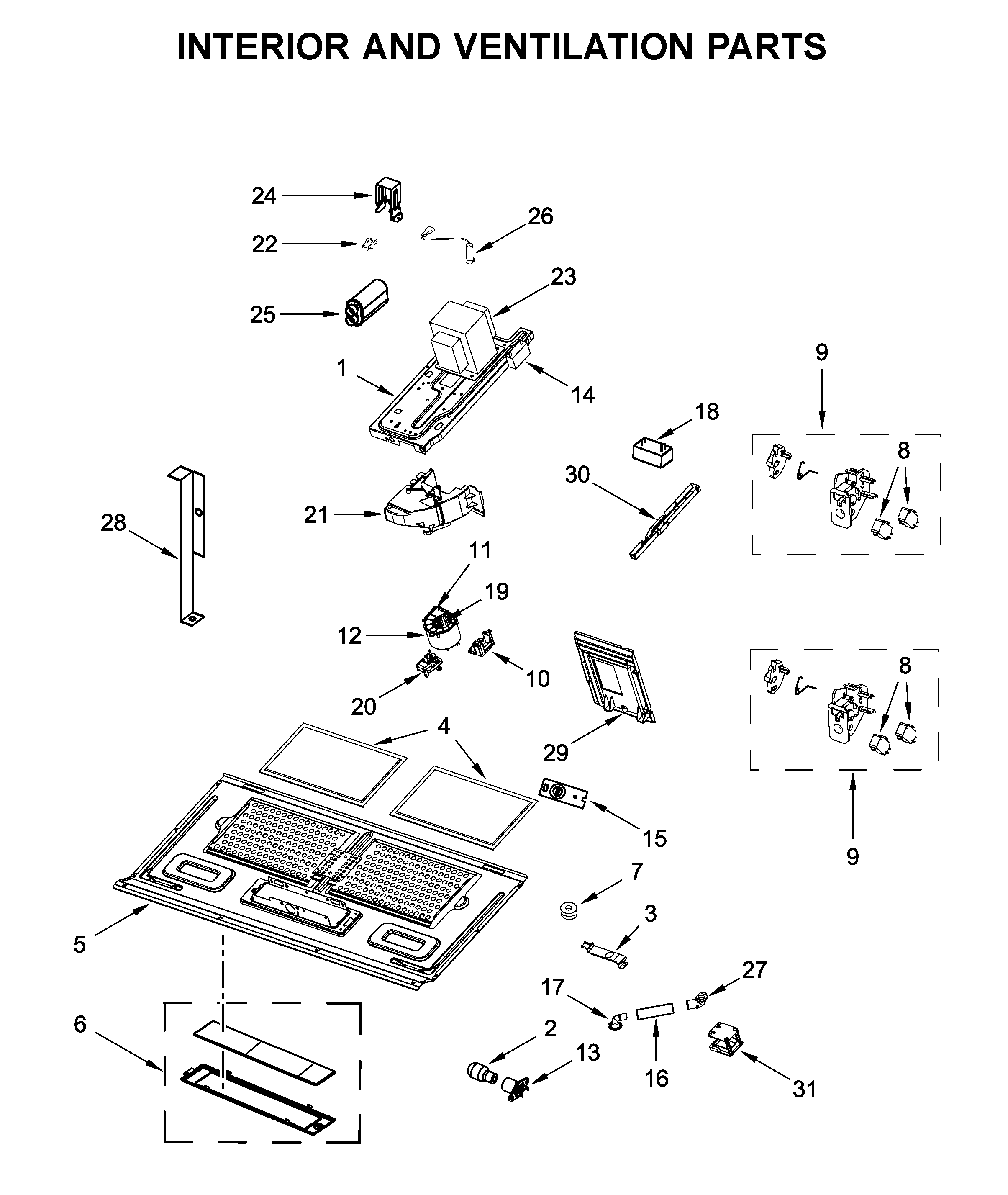 Interior and ventilation parts