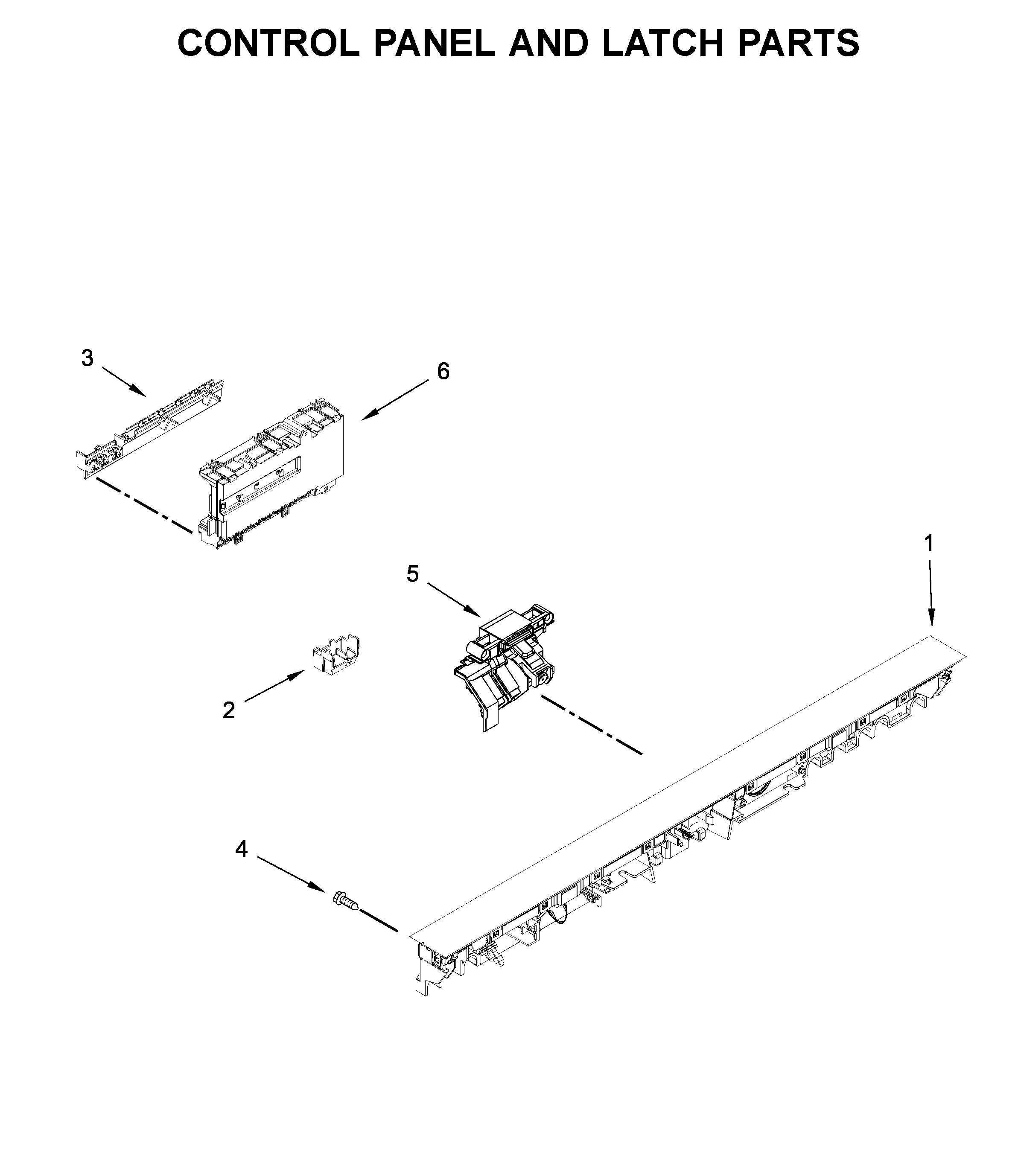 Control panel and latch parts