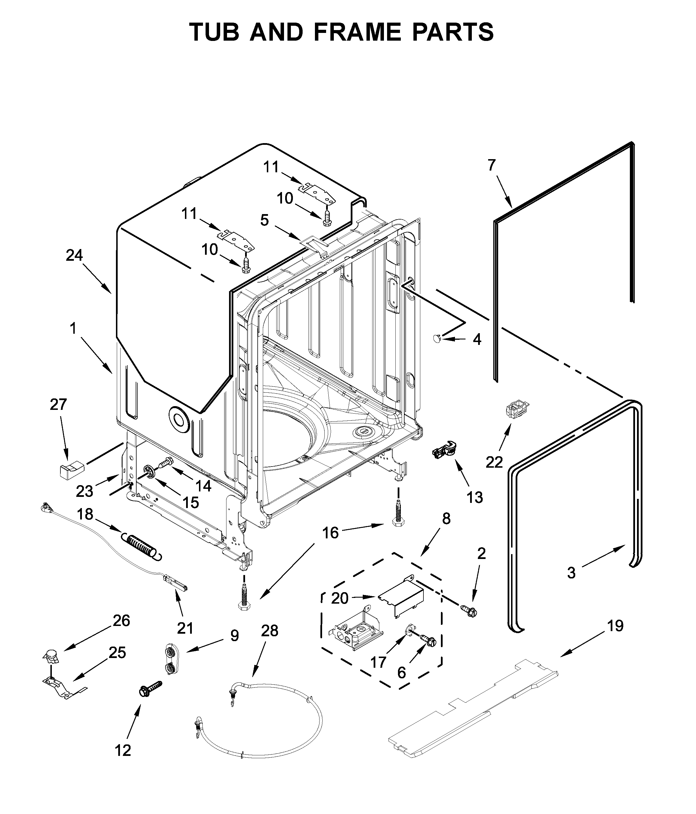 TUB AND FRAME PARTS