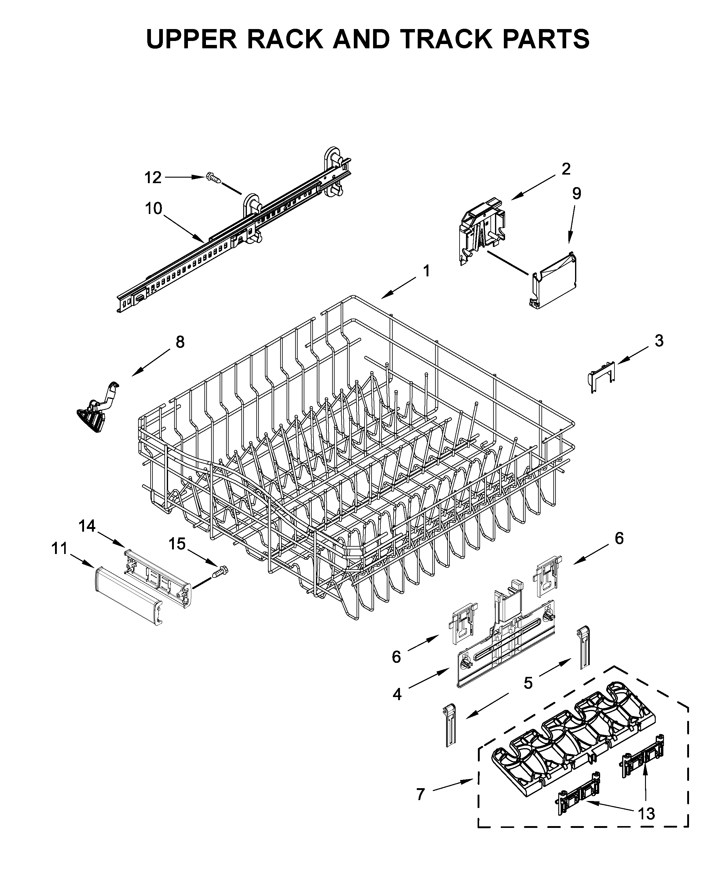 Upper rack and track parts