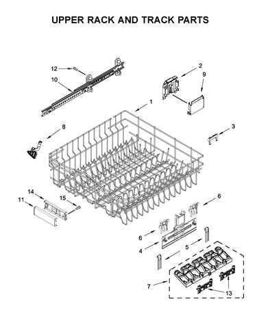 Upper rack and track parts