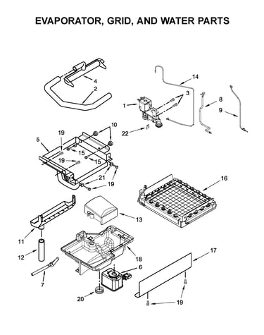 Evaporator, grid, and water parts