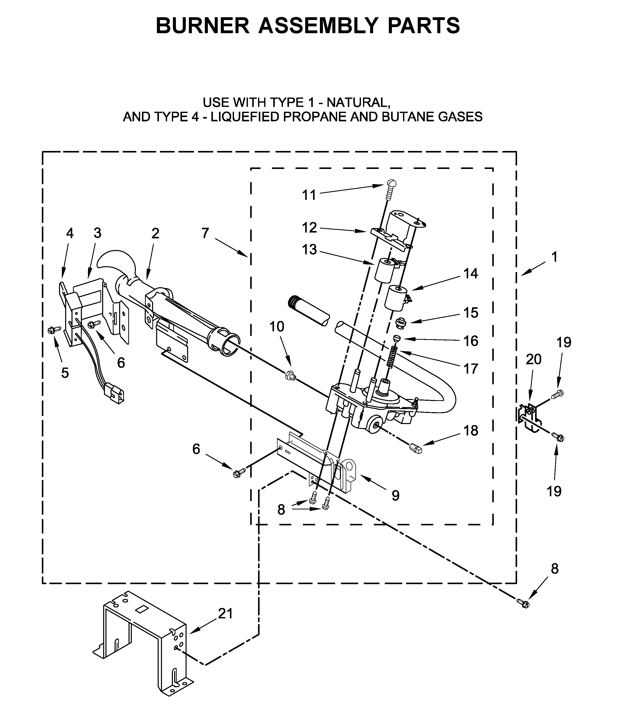 Burner assembly parts