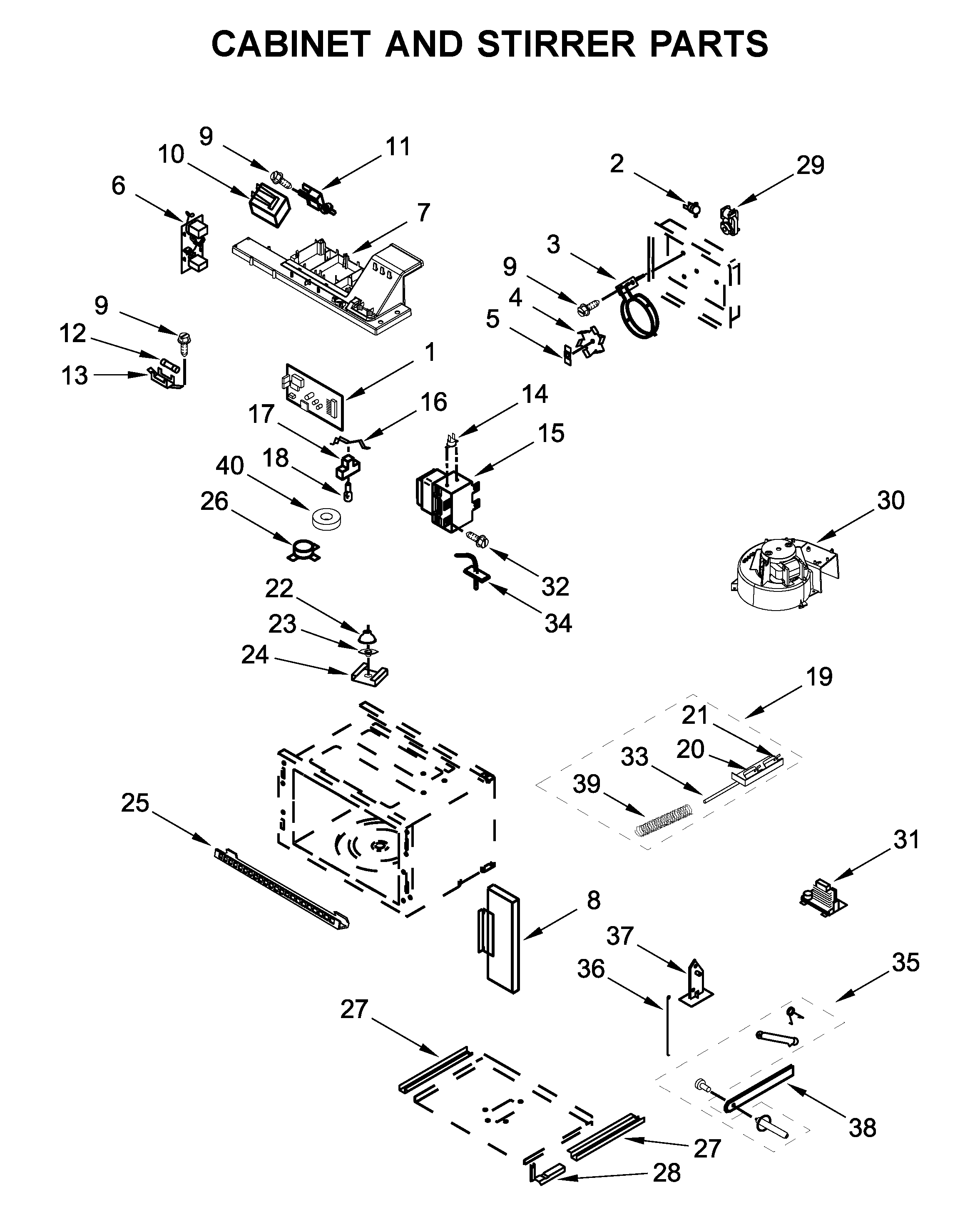 CABINET AND STIRRER PARTS