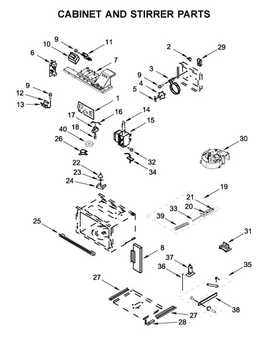 Cabinet and stirrer parts