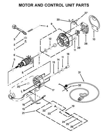 Motor and control unit parts