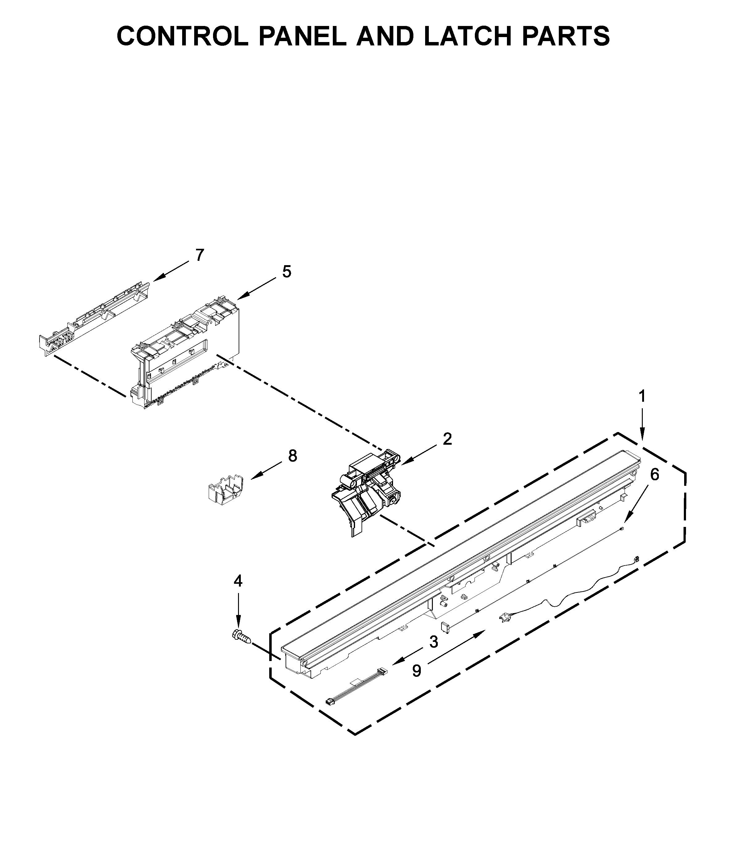 Control panel and latch parts