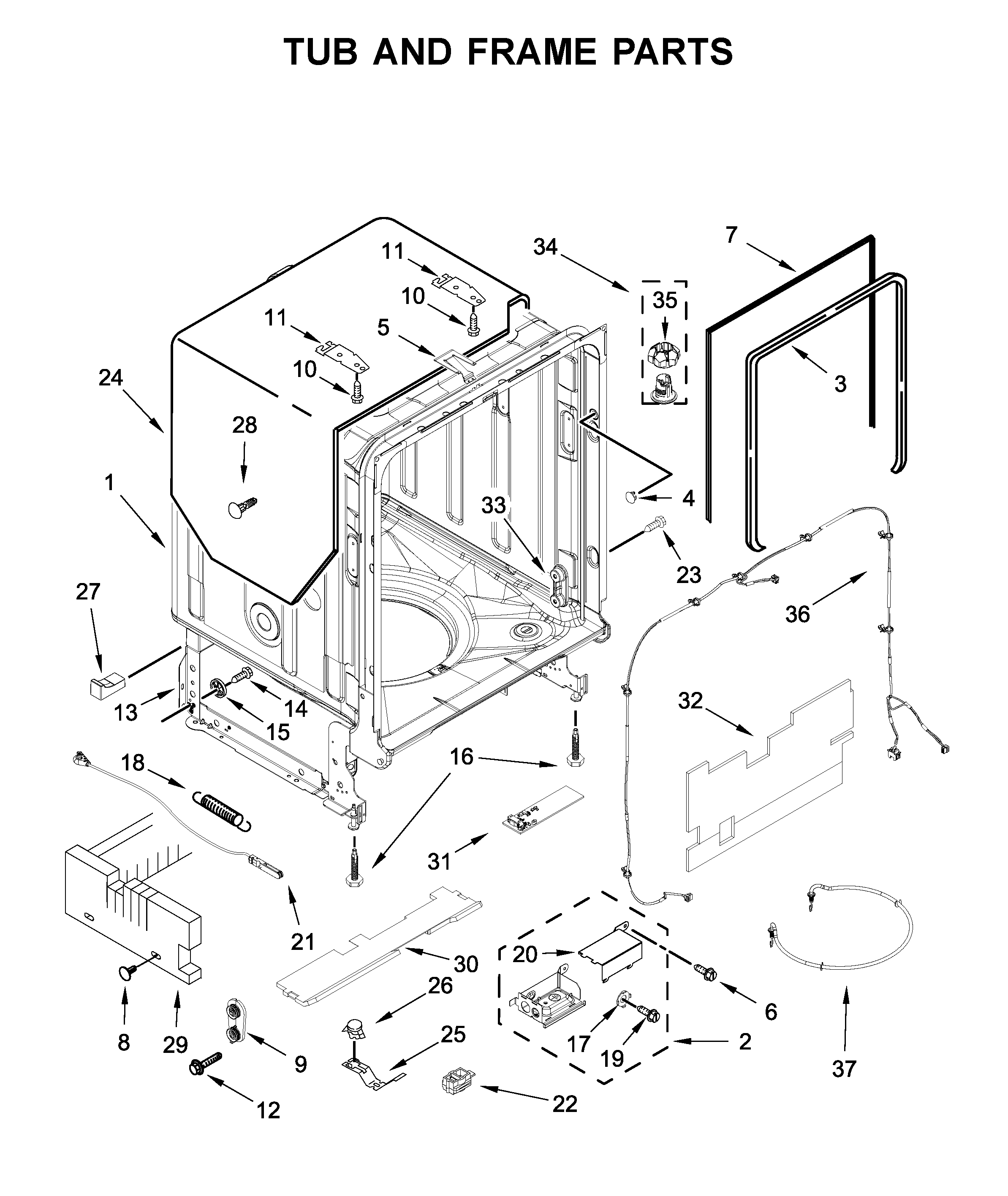 Tub and frame parts