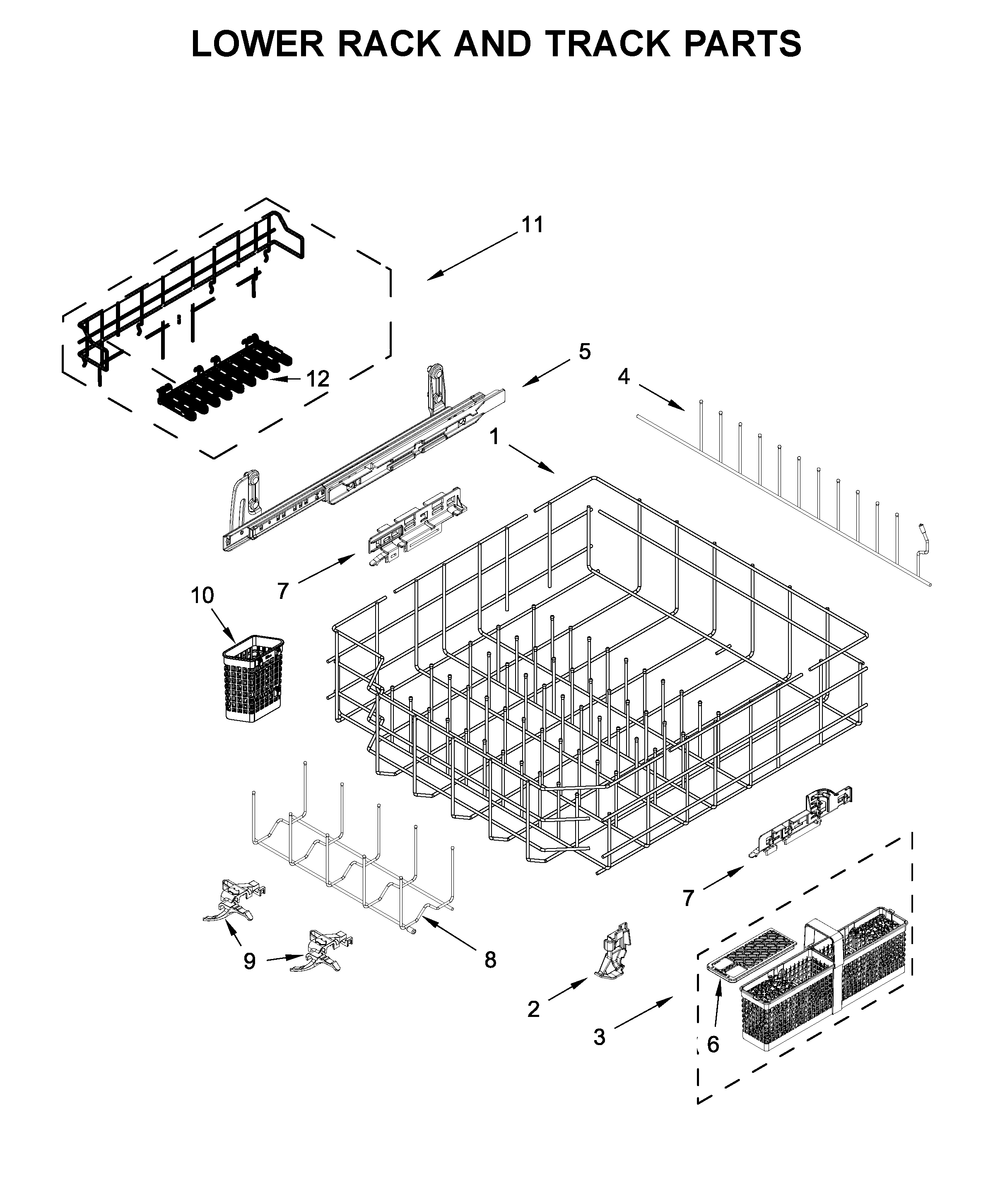 Lower rack and track parts