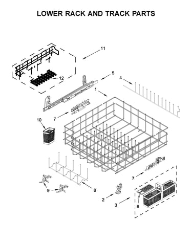Lower rack and track parts