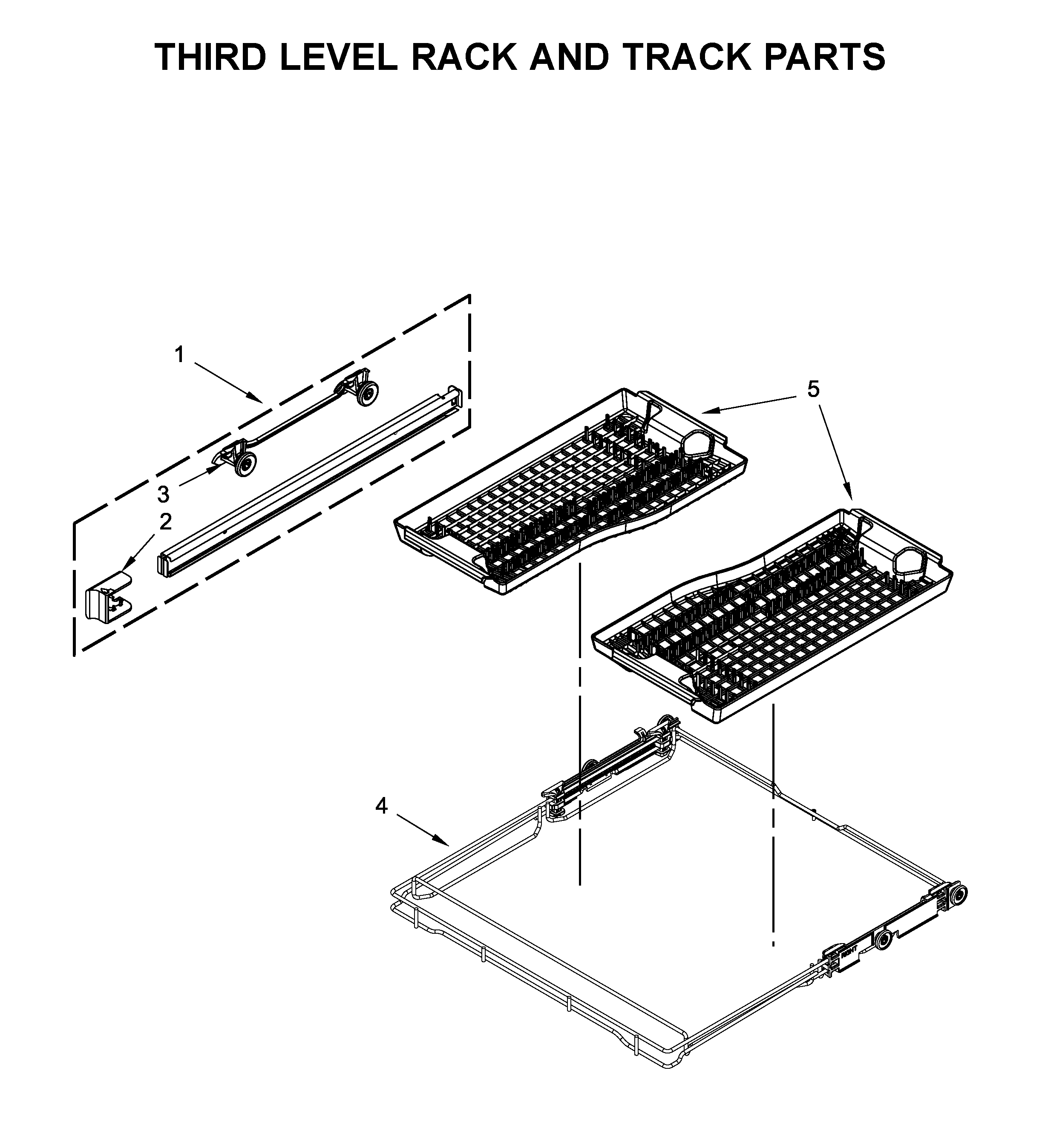 Third level rack and track parts