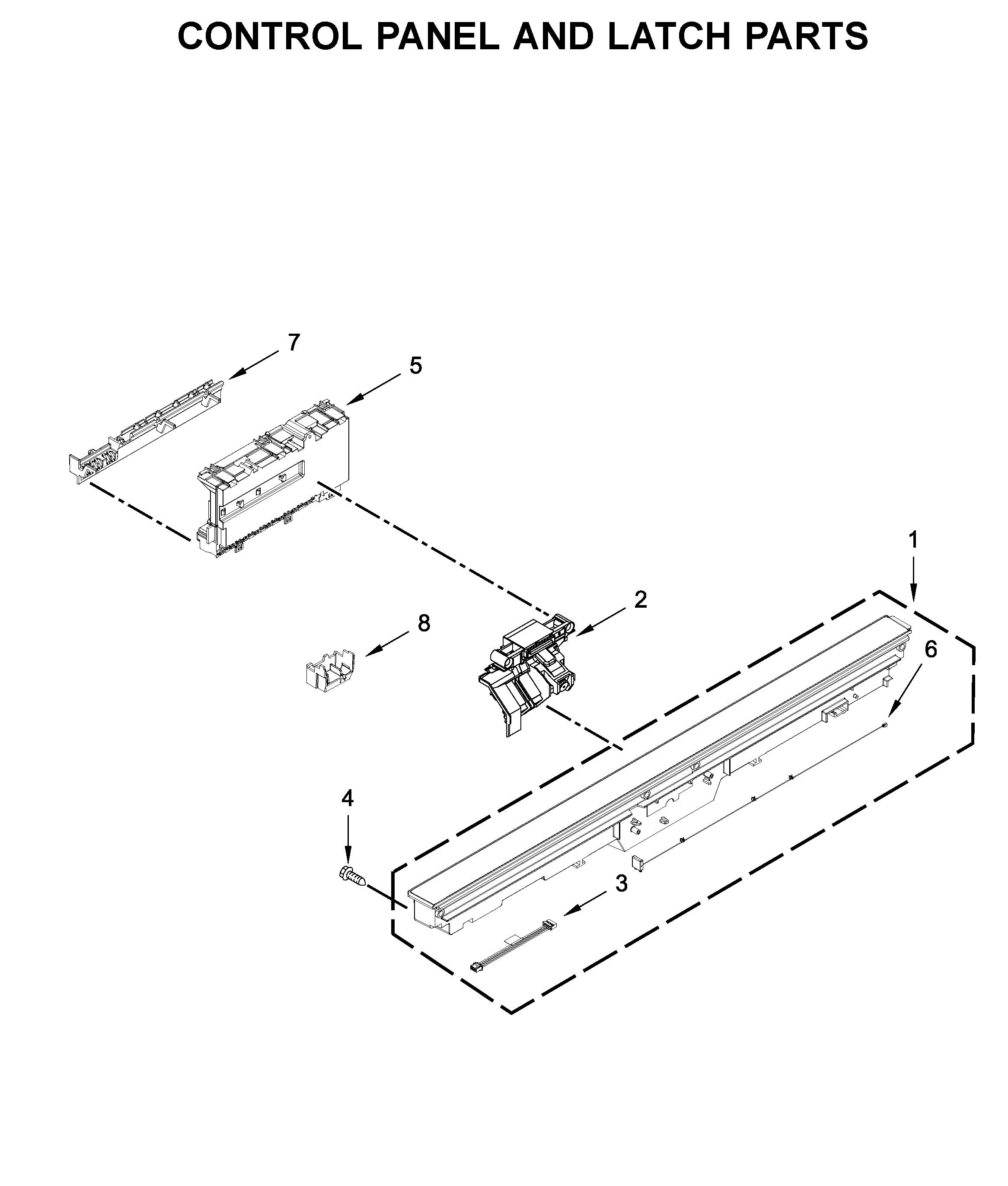 Control panel and latch parts