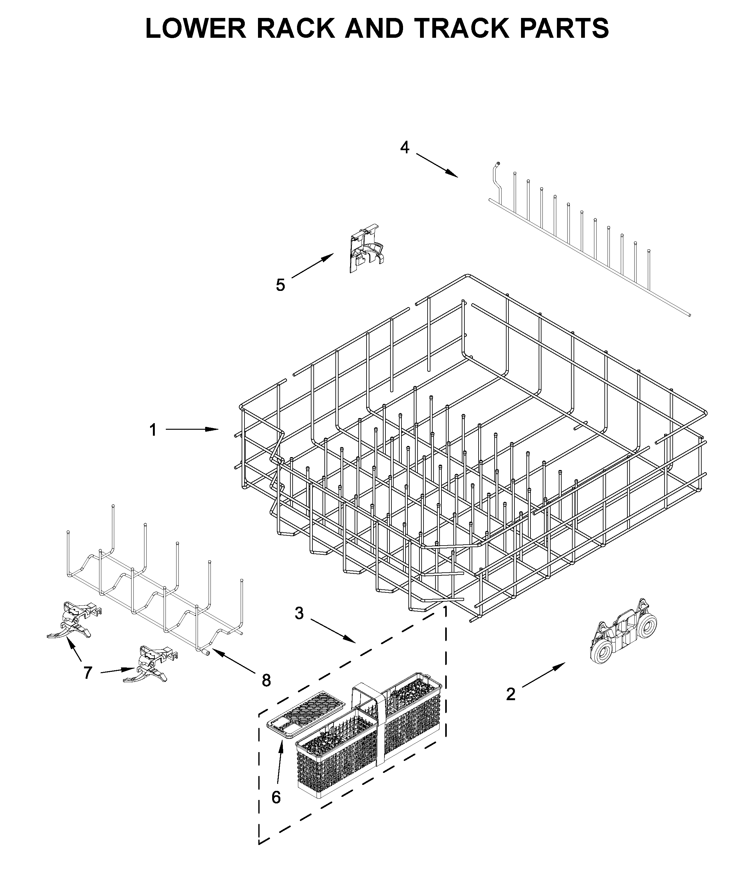 Lower rack and track parts