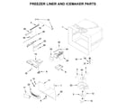 Maytag MFF2558FEW01 freezer liner and icemaker parts diagram
