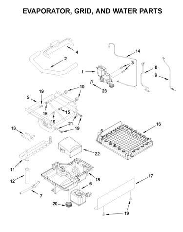 Evaporator, grid, and water parts