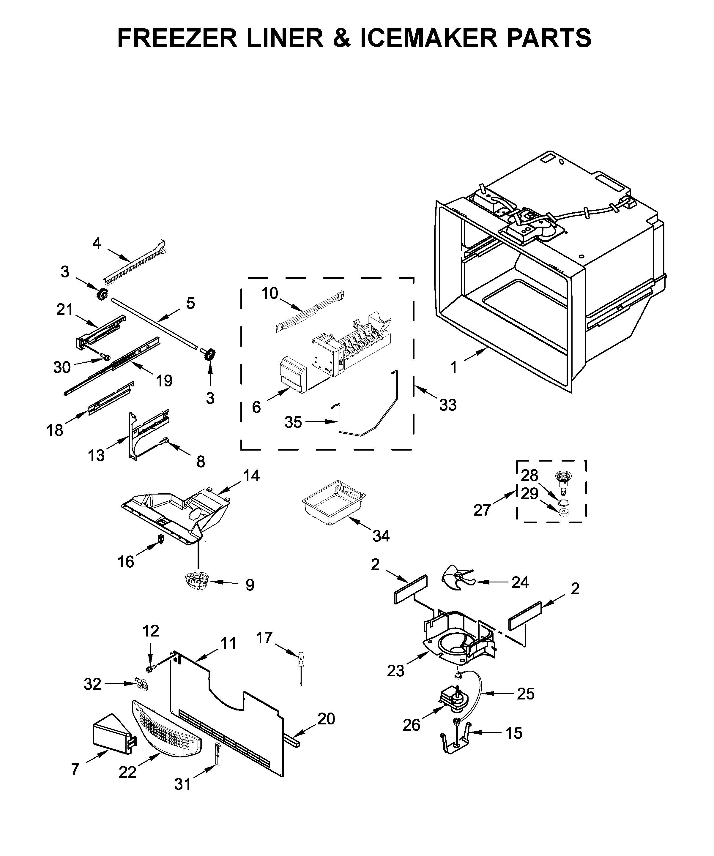 FREEZER LINER & ICEMAKER PARTS