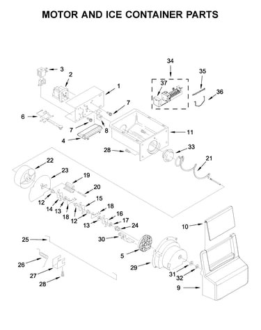 Motor and ice container parts