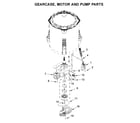 Whirlpool WTW4655JW0 gearcase, motor and pump parts diagram