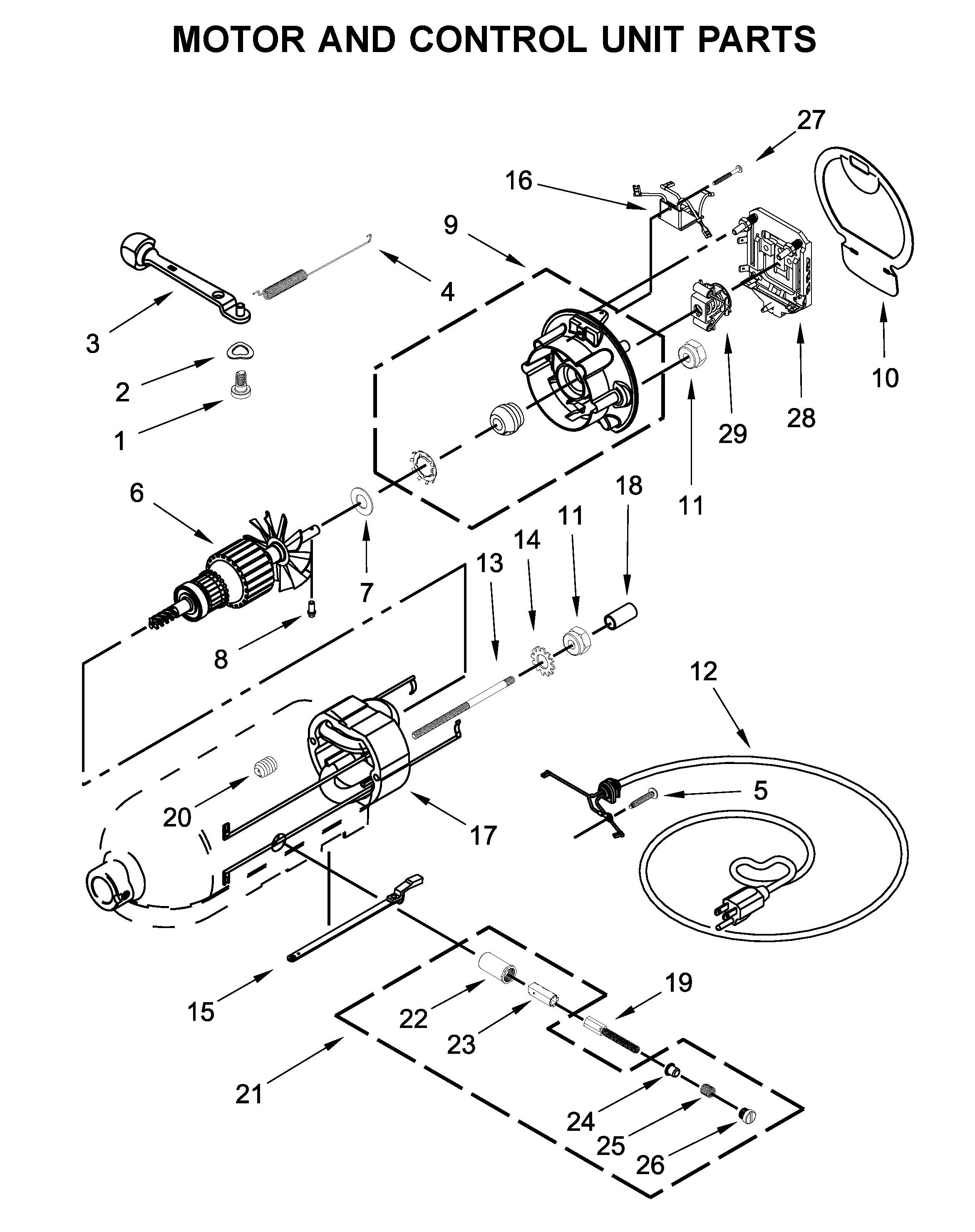 Motor and control unit parts