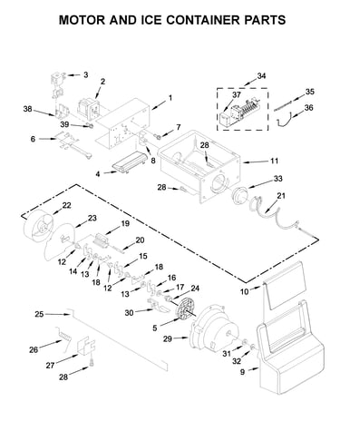 Motor and ice container parts