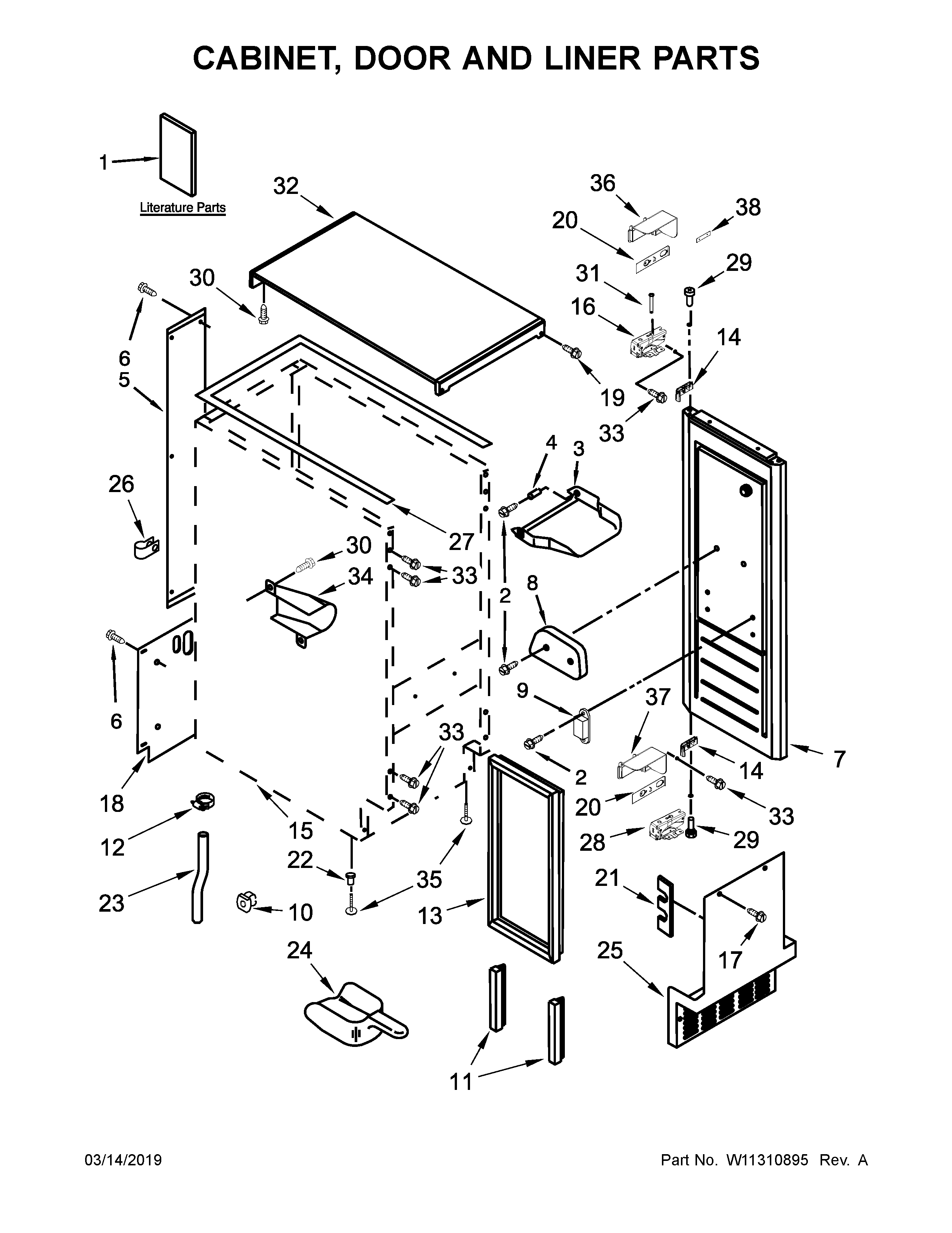 Cabinet, door and liner parts