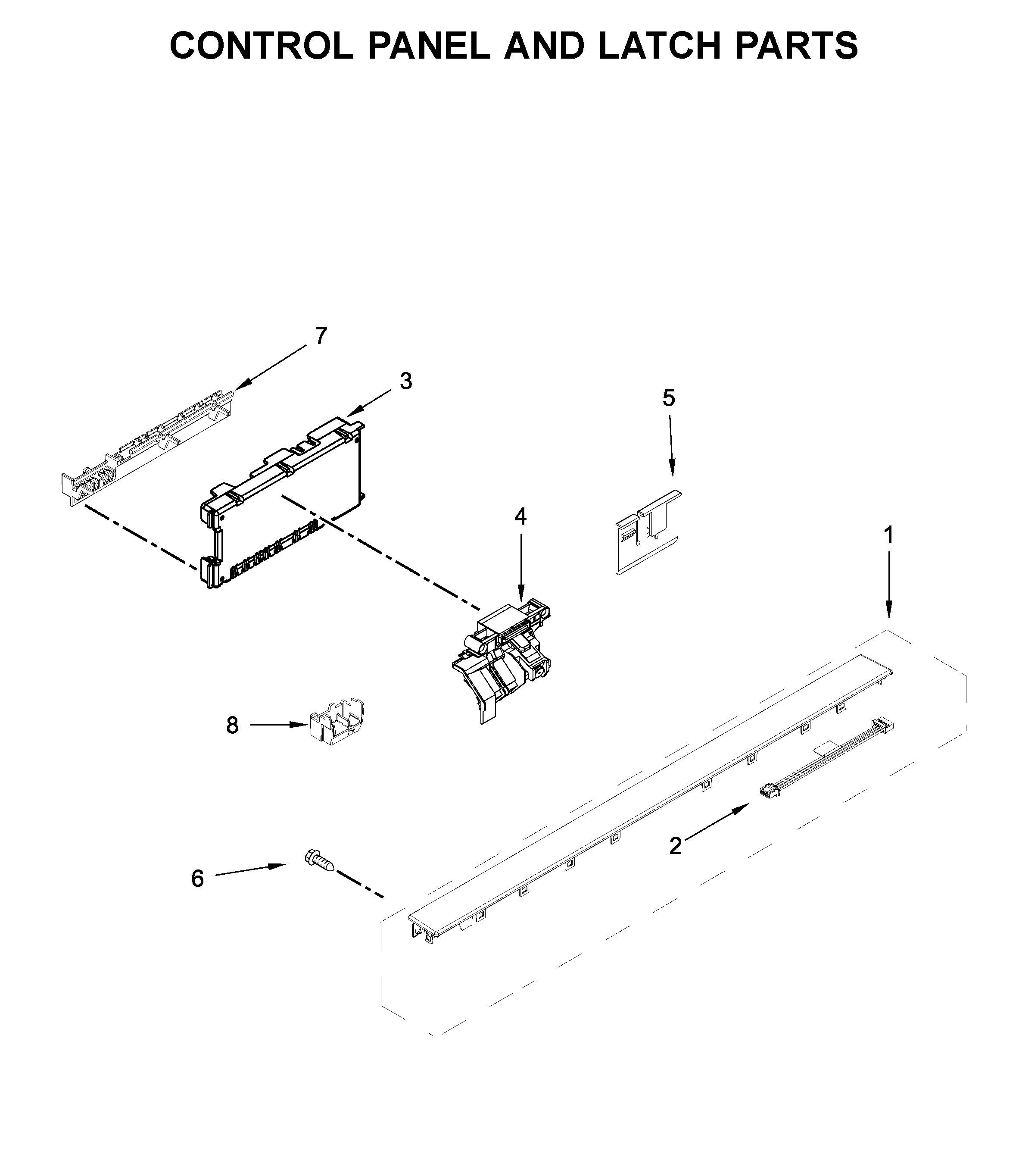 Control panel and latch parts