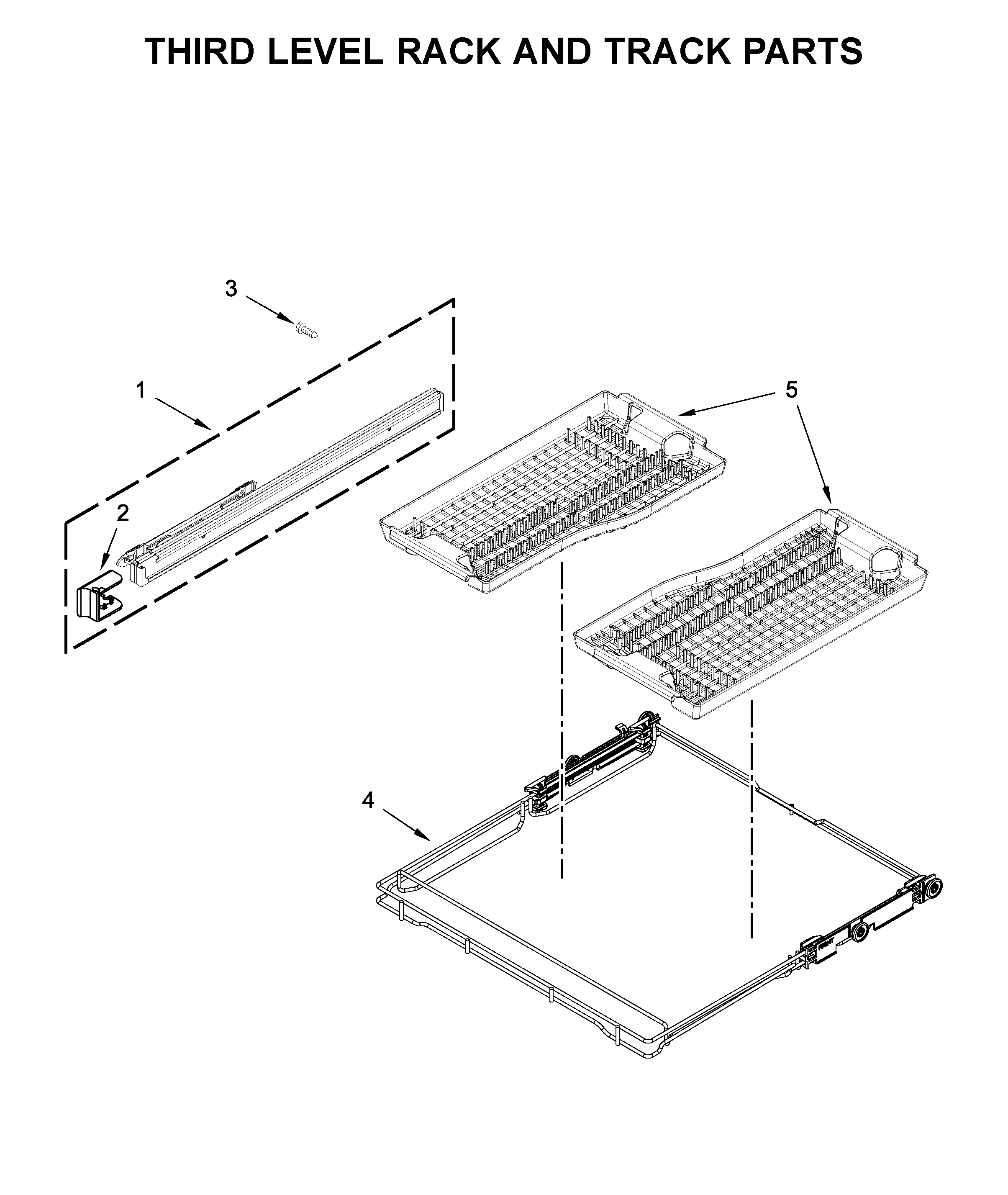 Third level rack and track parts