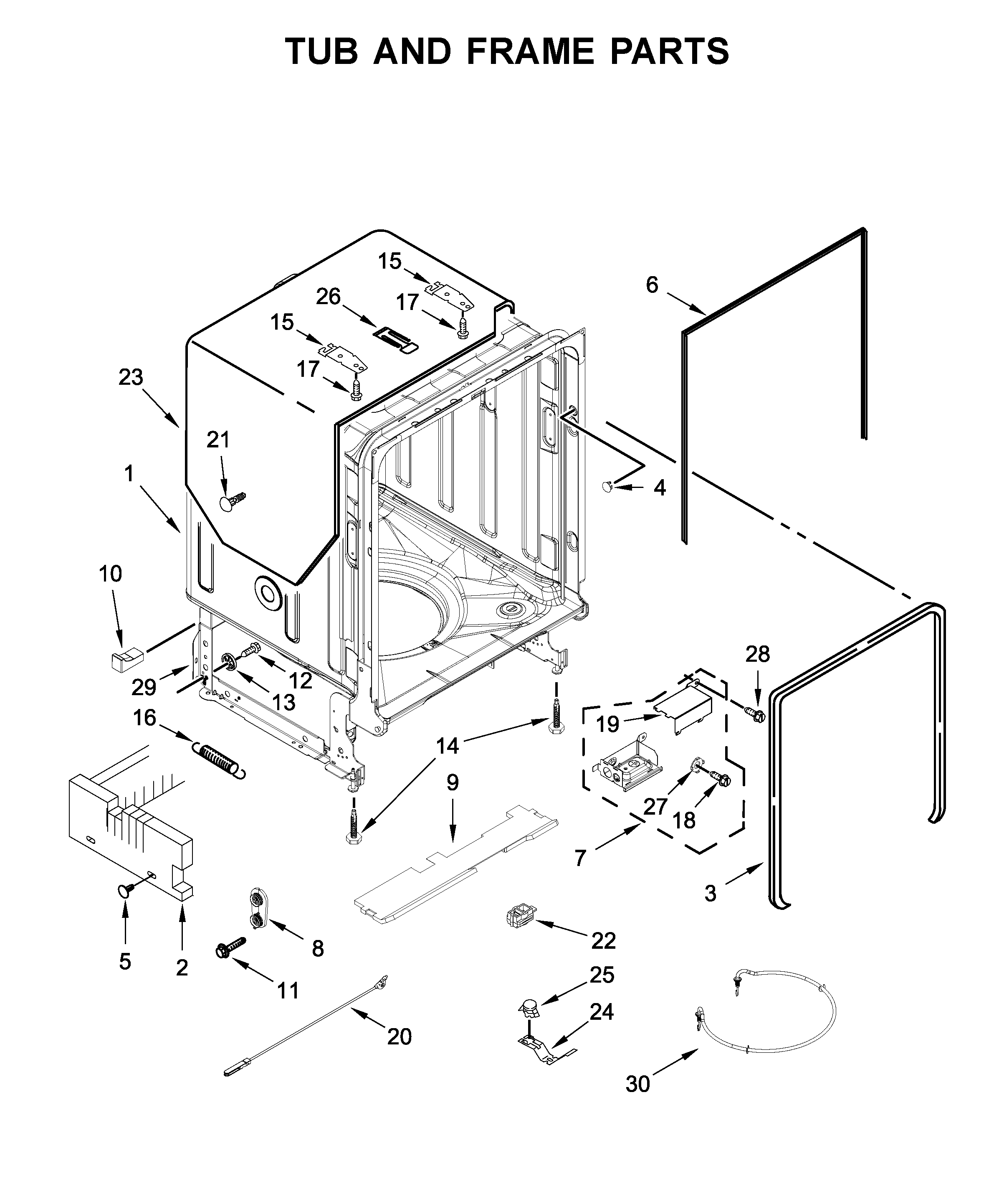TUB AND FRAME PARTS