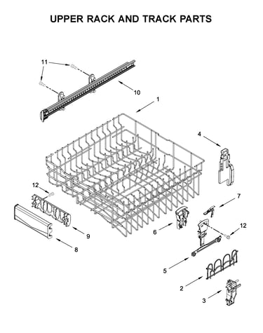 Upper rack and track parts